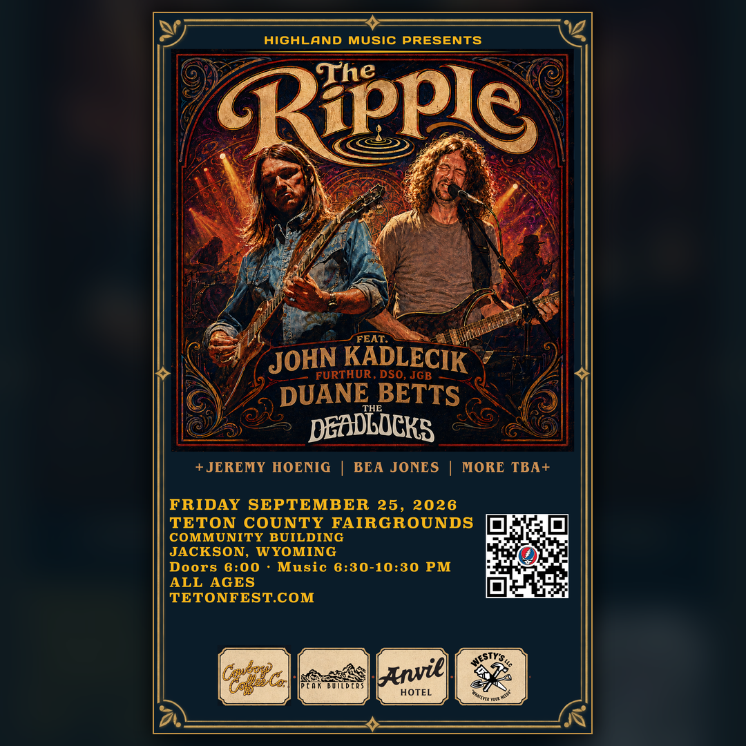 The Ripple event poster featuring John Kadlecik and Duane Betts